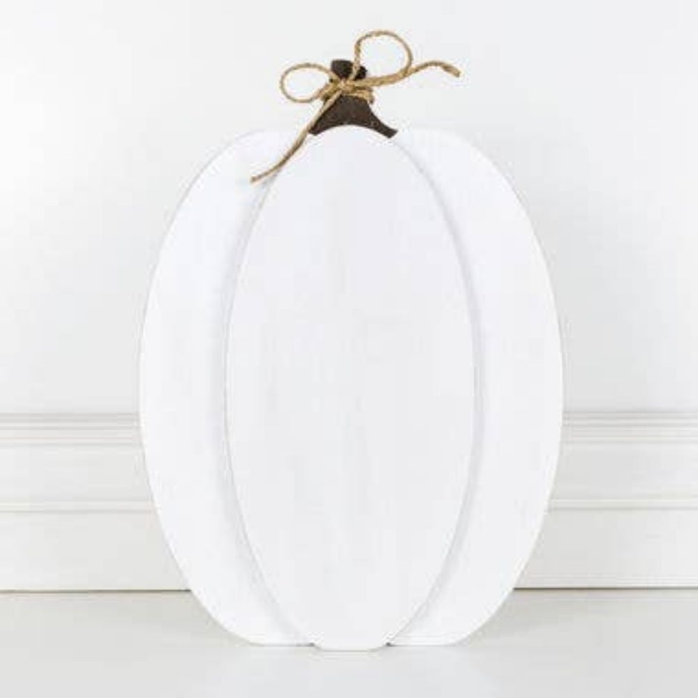 White Wooden Pumpkin Decor 9x13